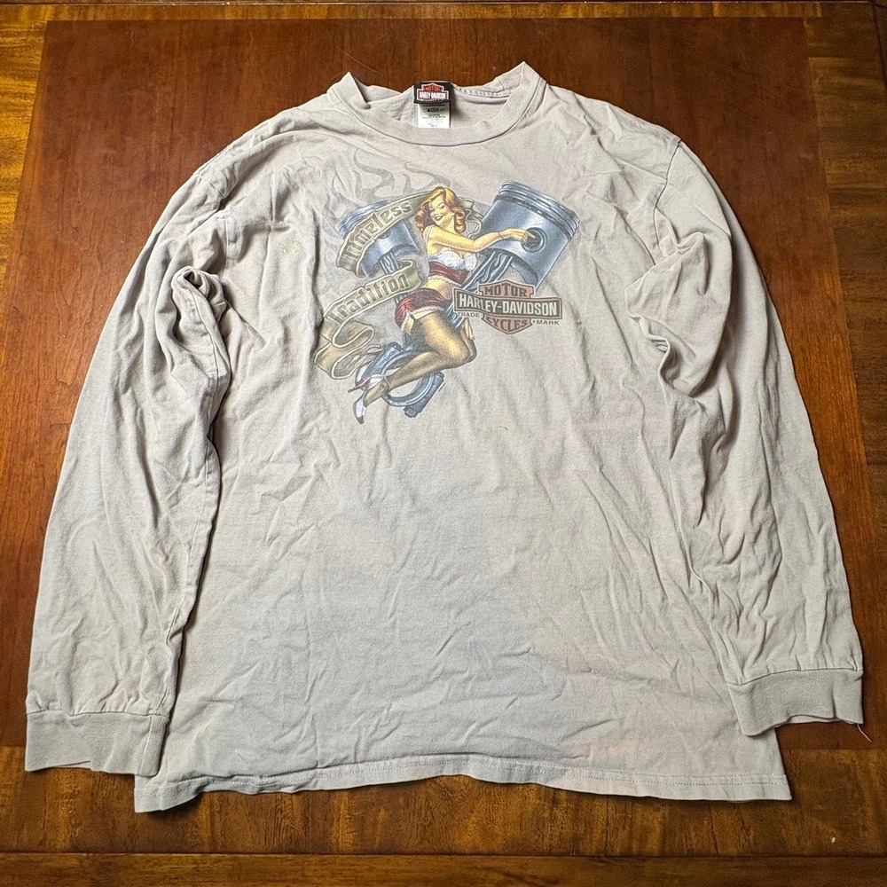 Harley-Davidson Fearless Tradition Long Sleeve T-Shirt XL Gray USA